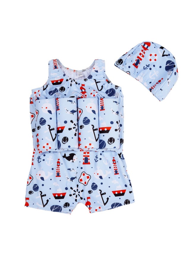 Children's Buoyancy Swimsuit Baby Swimsuit One-piece Girl Toddler 2-3 Years Old Toddler 1 Boy Swimsuit Baby-Color:Boat- - Image 1